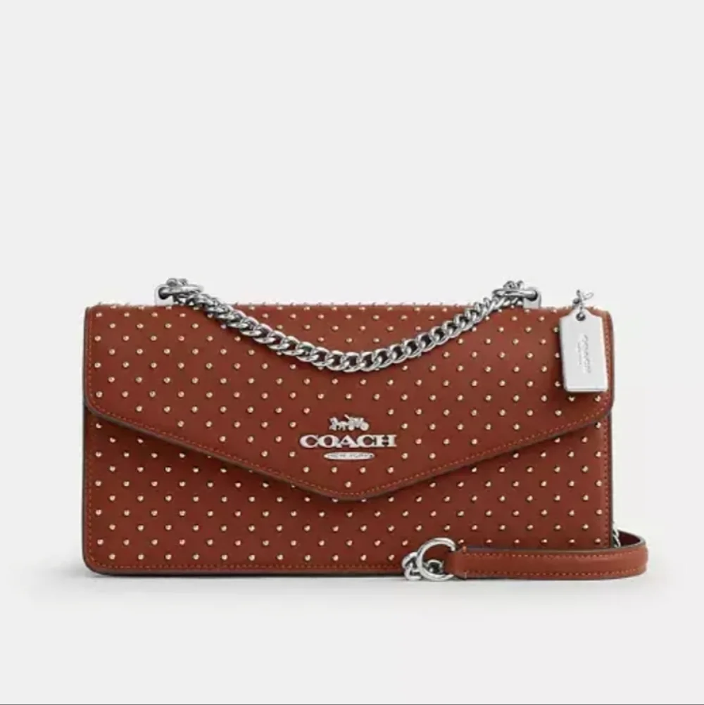 NWT Coach Klare‎ Envelope Crossbody Bag With Silver Rivets 2 Way Chain Strap